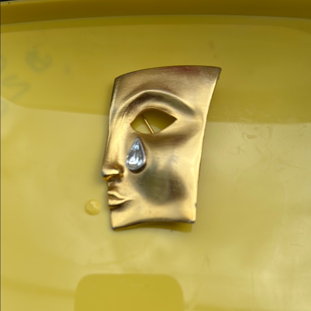 Gold and Silver Mask Brooch
